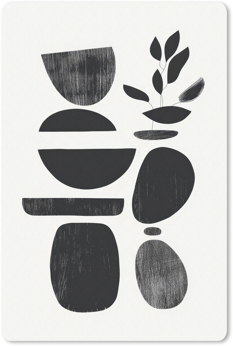 Muismat 18x27 cm - Mousepad Japandi - Zwart - Abstract - Muismatten