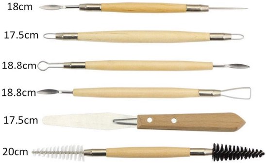 22-Pack - Klei-beeldhouwgereedschappen - Pottenbakkers-beeldhouwgereedschappen - Pottenbakkers- en keramieksets - Klei-gereedschappen met houten handvatten - voor klei, keramiek, aardewerk, kunstwerken