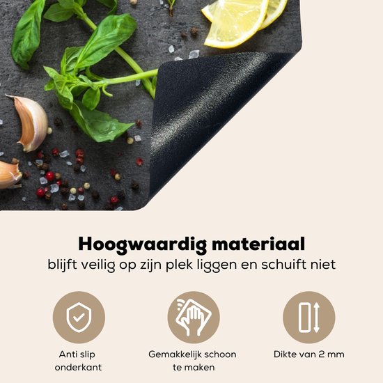 KitchenYeah® Protection plaque induction 91.6x52.7 cm - Herbes - Épices - Béton - Citron - Protege plaque de cuisson - Couvre plaque induction - Protecteur d'induction - Cuisine