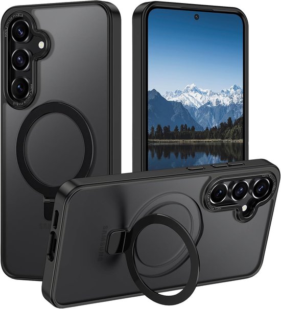Coque arrière antichoc avec support invisible [compatible MagSafe] - Compatible avec : Samsung Galaxy S24 FE - Zwart