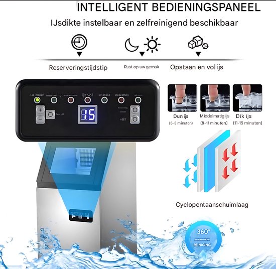 Ijsblokjesmachine Deluxe - Kubus Ijsmachine 25kg/24uur - Commerciële Ijsklontjes Ijsmaker van Merkloos — afbeelding 5
