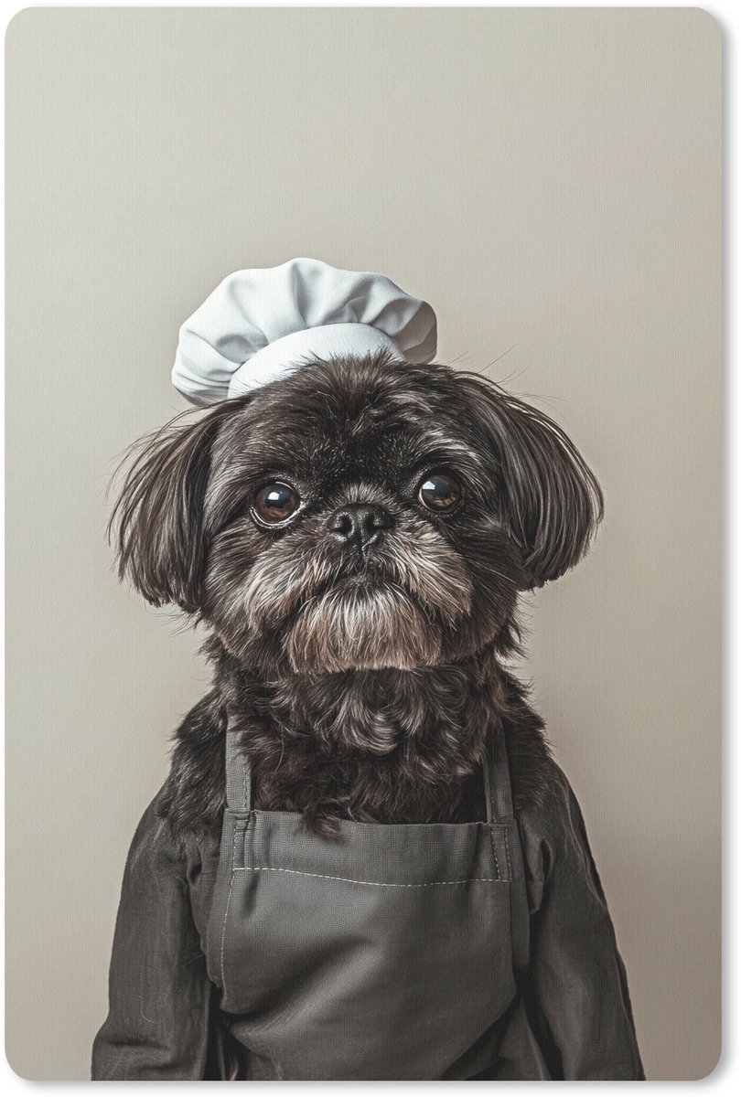 Muismat 18x27 cm - Mousepad Kokskleding - Zwart - Hondje - Muismatten