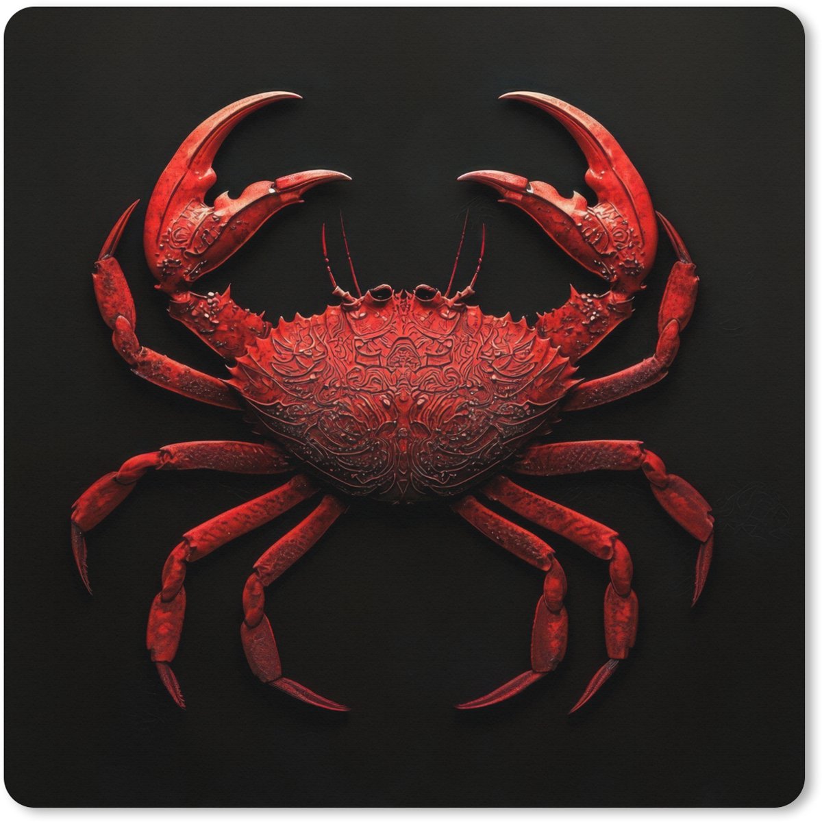 Muismat XXL 80x80 cm - Bureau onderlegger - Bureau mat Krab - Rood - Vissen - Schaaldieren - Bureaumat - Gaming mousepad xl - Bureaulegger groot - Computer deskmat