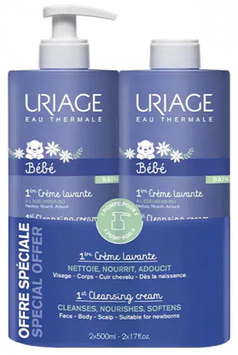 Uriage Bébé 1ère Reinigingscrème Set van 2 x 500 ml