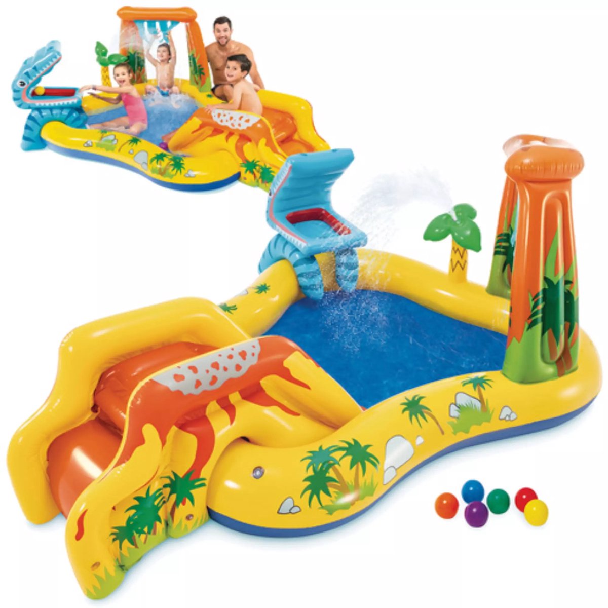 Intex Dinosaur Opblaaszwembad met glijbaan - 249 x 191 x 109 cm — afbeelding 20