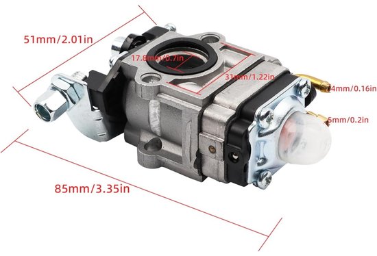 Carburateurset - Buis met pakking - Bougie en brandstoffilter - Voor carburateur grasmaaier 52cc 49cc 43cc van Colorful. — afbeelding 2