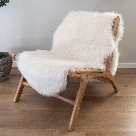 Tapis en cuir d'agneau - Tapis en cuir artificiel de couleur ivoire 60x180 cm