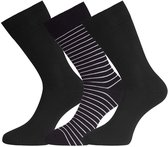 Bamboo Basics - Chaussettes en Bamboe Beau (pack de 3) Unisexe - Zwart à larges rayures - 35-40