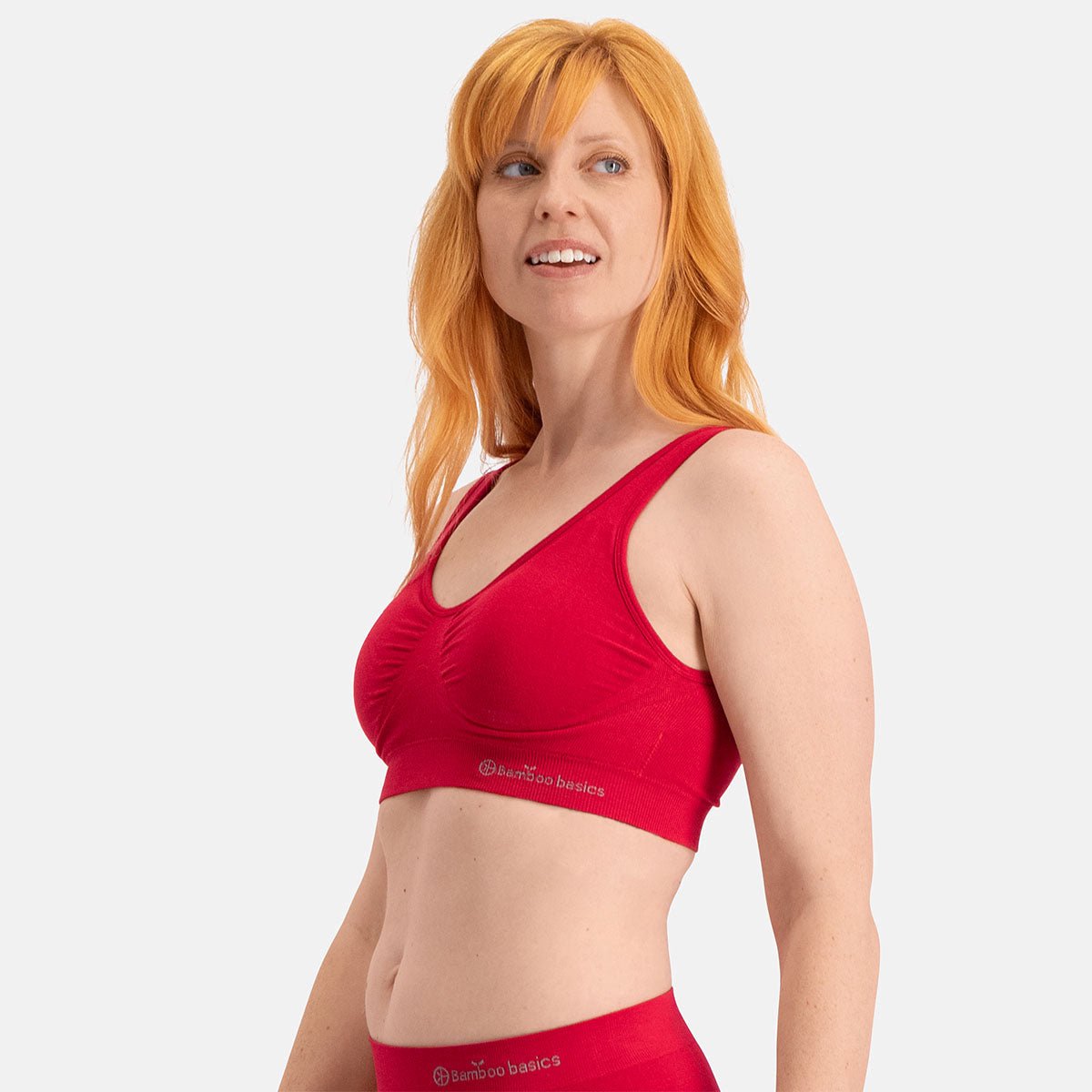 Bamboo Basics Rode Naadloze BH Zonder Beugel Fleur - Maat M - Comfort BH - Bralette Dames - Bamboe Ondergoed Dames