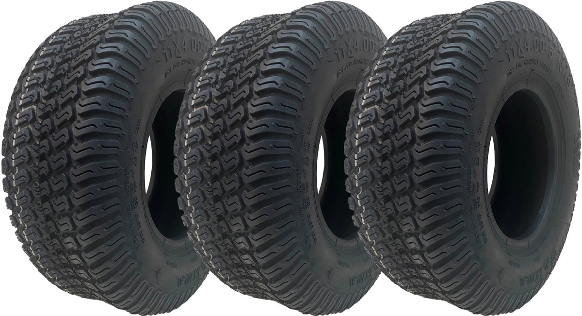 11x4.00-5 grasmaairbanden voor diverse grasmatten, 4-laags tubeless, Wanda P332 (set van 3)