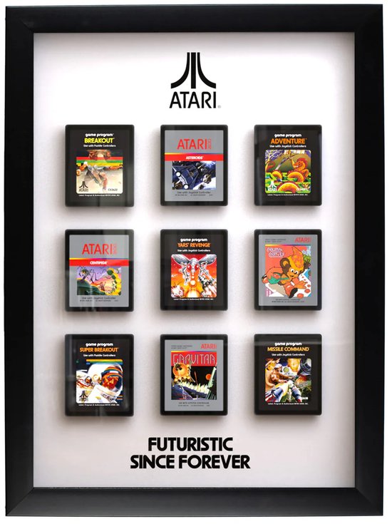 Atari - Classic game cartridges - ingelijste poster - 3D wall art frame - 40cm x 28,7cm