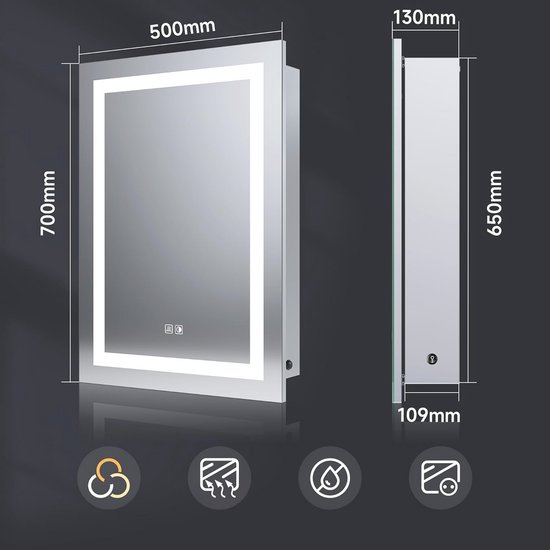 Badkamerspiegel Ambi LED 120x60 bestel je bij