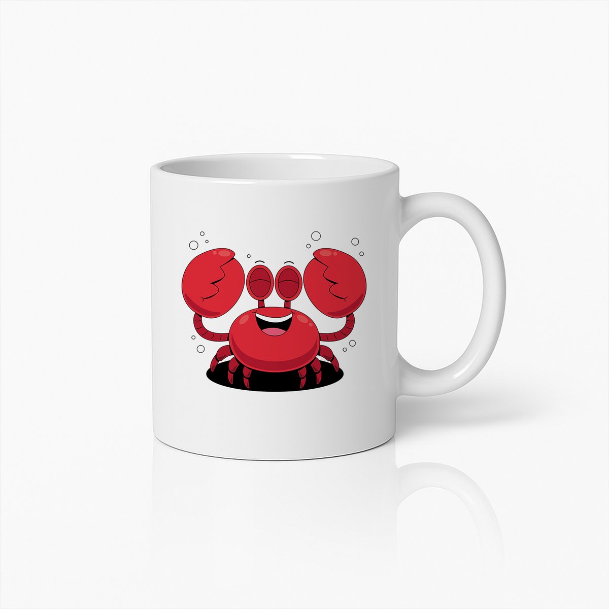 Blije Krab Mok – Grappige Cartoon Zee Dier Koffiebeker voor Oceaan- & Strandliefhebbers