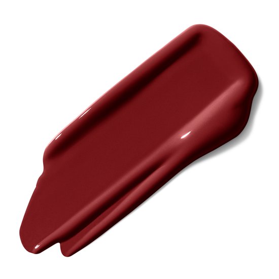 Veeg van matte bordeauxrode lippenstift.