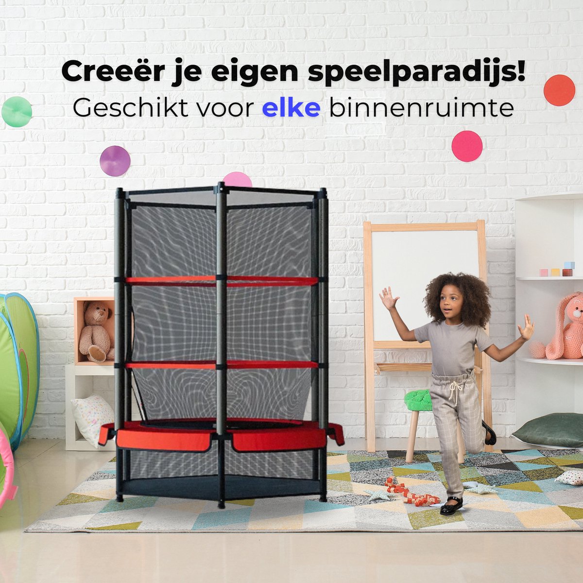 RocketJump LF14 Trampoline - Inclusief veiligheidsnet - Kindertrampoline 140 cm - Rood — afbeelding 5