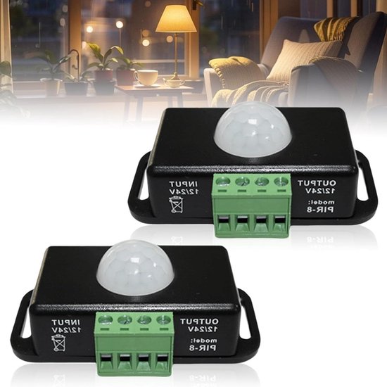 6 stuks led-bewegingsmelder, DC 12 V 24 V zwart bewegingssensor, mini-lichaam infrarood beweging PIR-sensor, schakelaar automatische draadloze IR- bewegingsmeter voor ledstrips lampen
