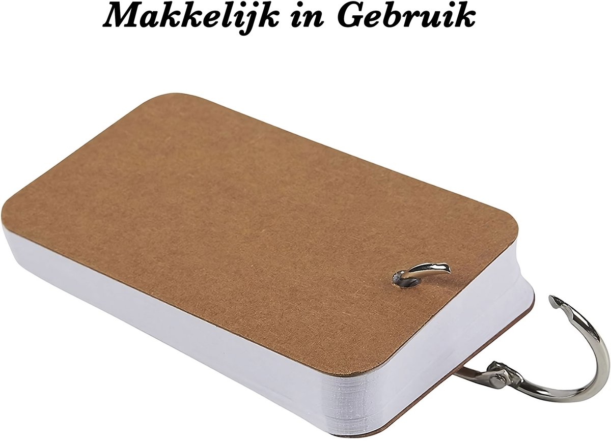 300 Stuks Blanco Kraft Kaarten Flashcards - Wit - Systeemkaarten Ringen - Karton Flitskaarten - Mini Kraftpapier Cadeaulabels/ Bedankt Kaartjes - Lege Wenskaarten\Naamkaartjes - Flash cards met Ring - Kleine Verjaardagskaart — cadeau in Mode & Accessoires - foto 5