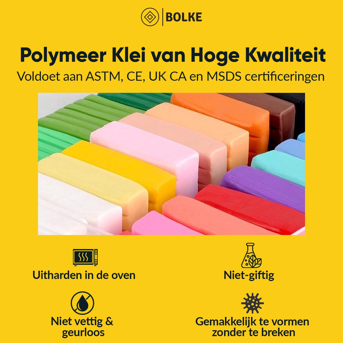Bolke Polymeer Klei Set - 70 Kleuren 70x20g - Ovenhardende Boetseerklei voor Volwassenen - Fimo Alternatief — afbeelding 2