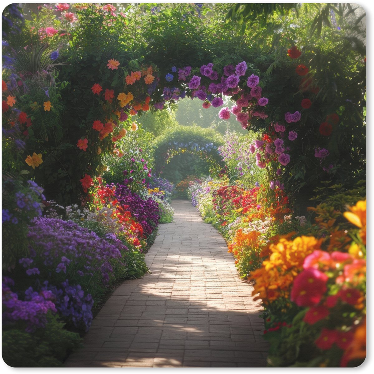 Muismat XXL 40x40 cm - Bureau onderlegger - Bureau mat Doorkijk - Pad - Bloemen - Struik - Kleurrijk - Bureaumat - Gaming mousepad xl - Bureaulegger groot - Computer deskmat