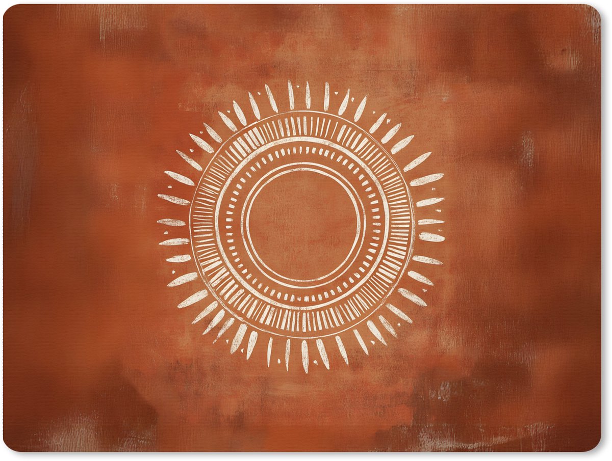 Muismat XXL 80x60 cm - Bureau onderlegger - Bureau mat Abstract - Lijnen - Zonnestralen - Roodbruin - Bureaumat - Gaming mousepad xl - Bureaulegger groot - Computer deskmat