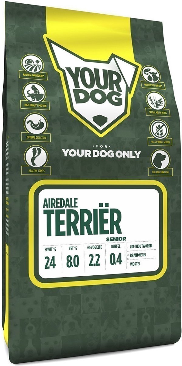 Hondenvoer Yourdog Airedale Terriër Senior 3kg - Met Groenten, Buffel en Kip - Gezonde Voeding zonder Kunstmatige Toevoegingen