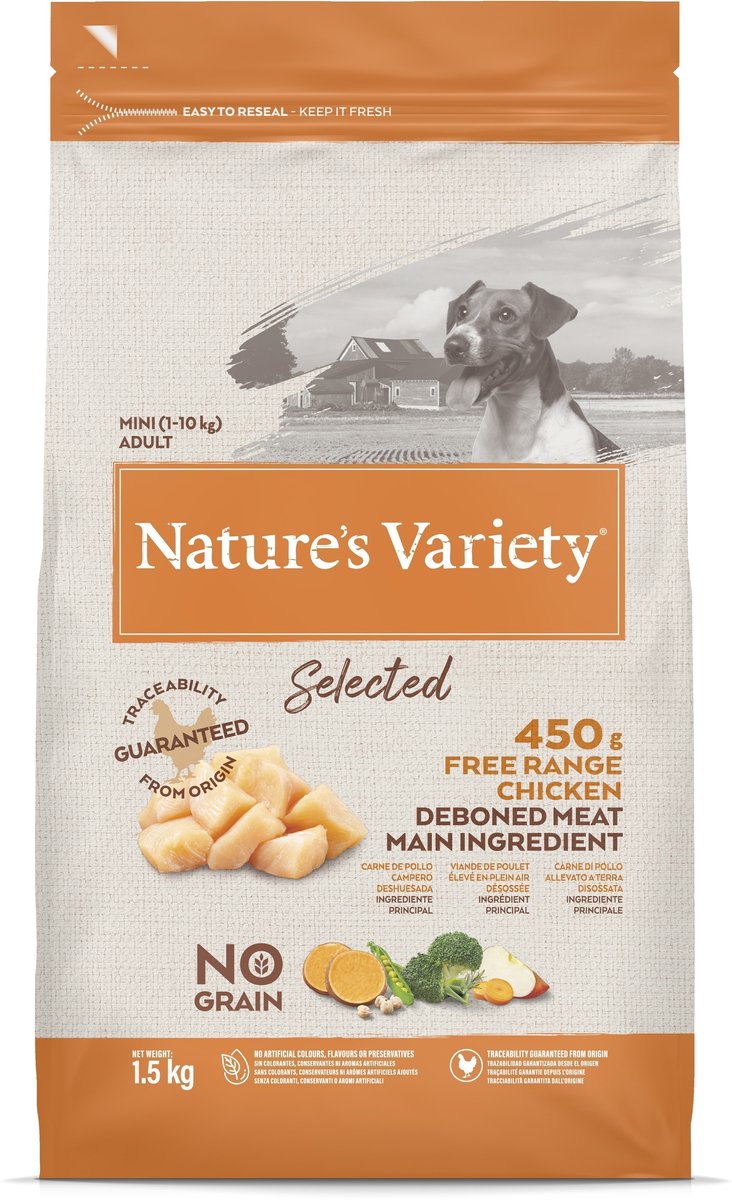 Hondenvoer Natures Variety - Mini Scharrelkip 1.5kg - Graanvrij, Natuurlijke Ingrediënten, Voor Kleine Rassen