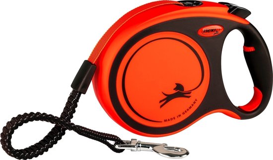 Flexi Rollijn Xtreme Tape - Hondenriem - L - 8 meter - Oranje Zwart - Grote en Actieve Honden
