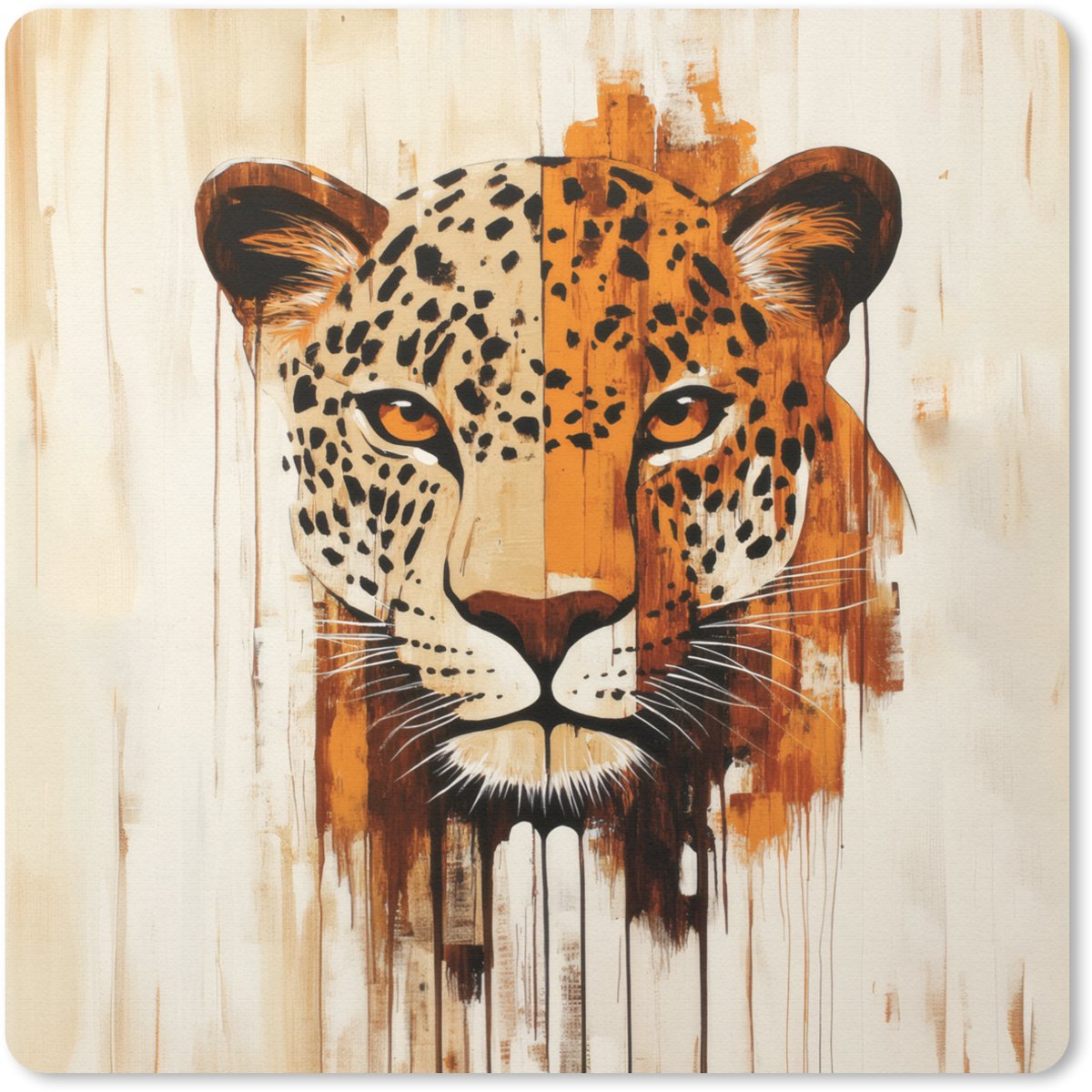 Muismat 20x20 cm - Mousepad Luipaard - Symmetrisch - Strepen - Muismatten