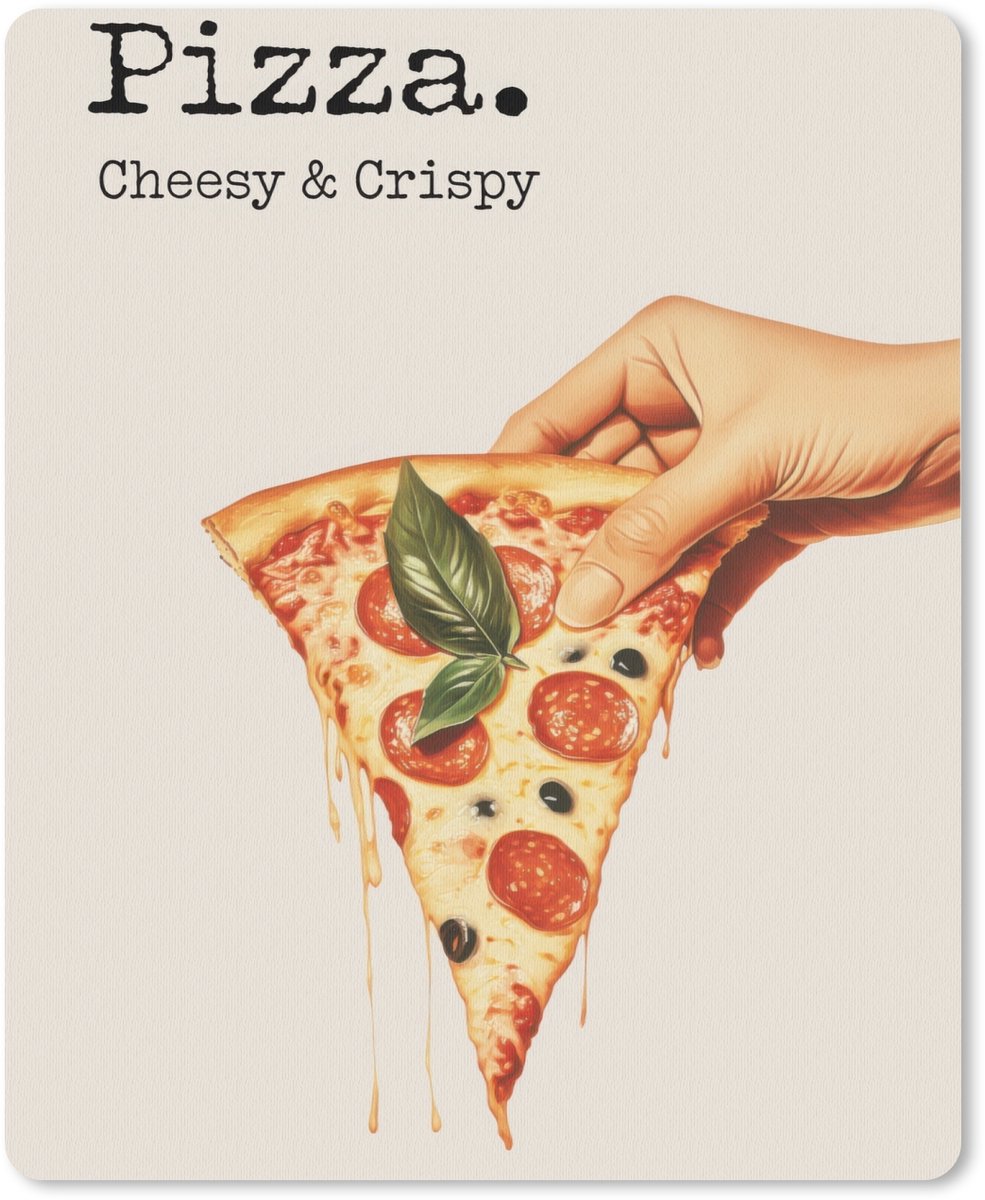 Muismat 19x23 cm - Mousepad Pizza - Kaas - Pepperoni - Muismatten