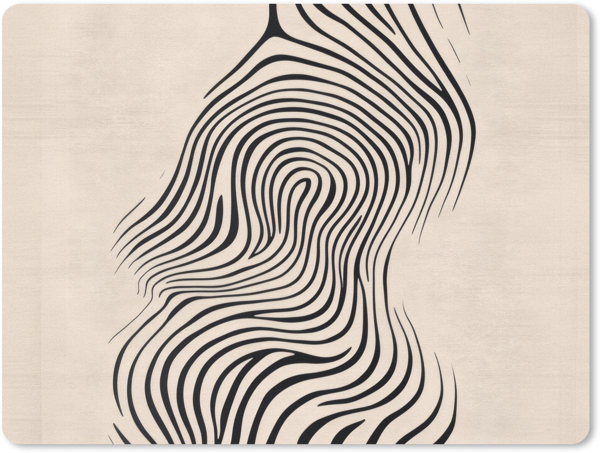 Muismat 23x19 cm - Mousepad Lijnen - Abstract - Golvend - Zwart - Muismatten