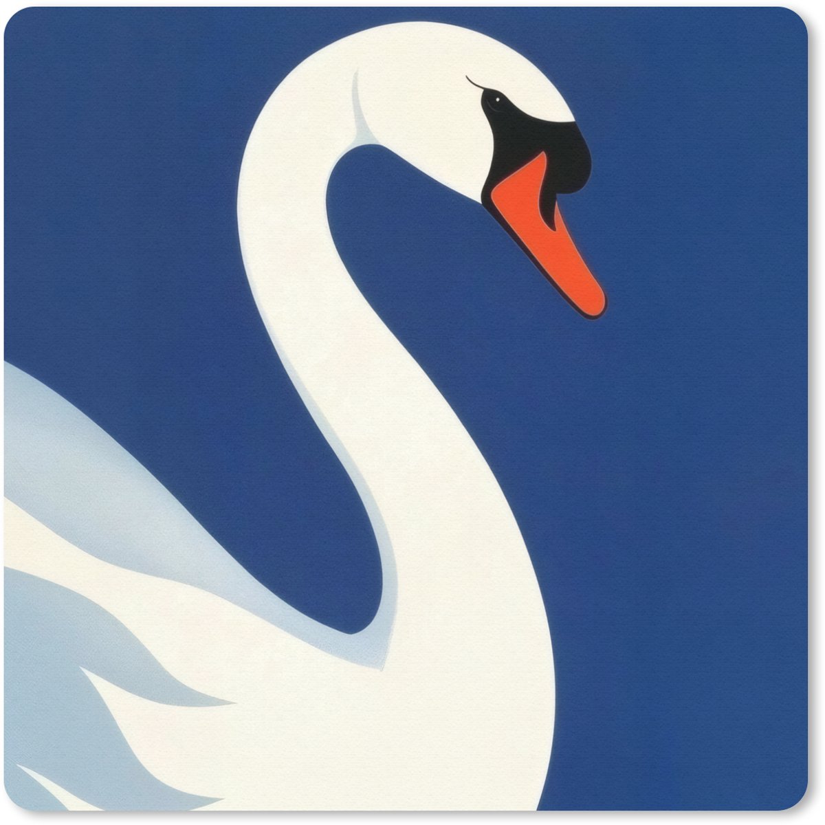 Muismat 20x20 cm - Mousepad Zwaan - Wit - Snavel - Illustratie - Muismatten