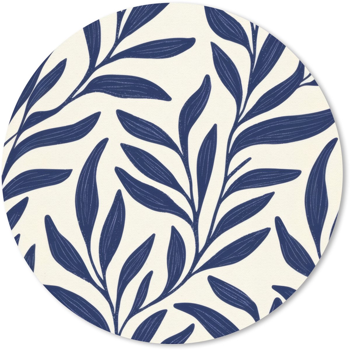 Muismat rond 30x30 cm - Mousepad Bladeren - Klimop - Donkerblauw - Ronde muismatten
