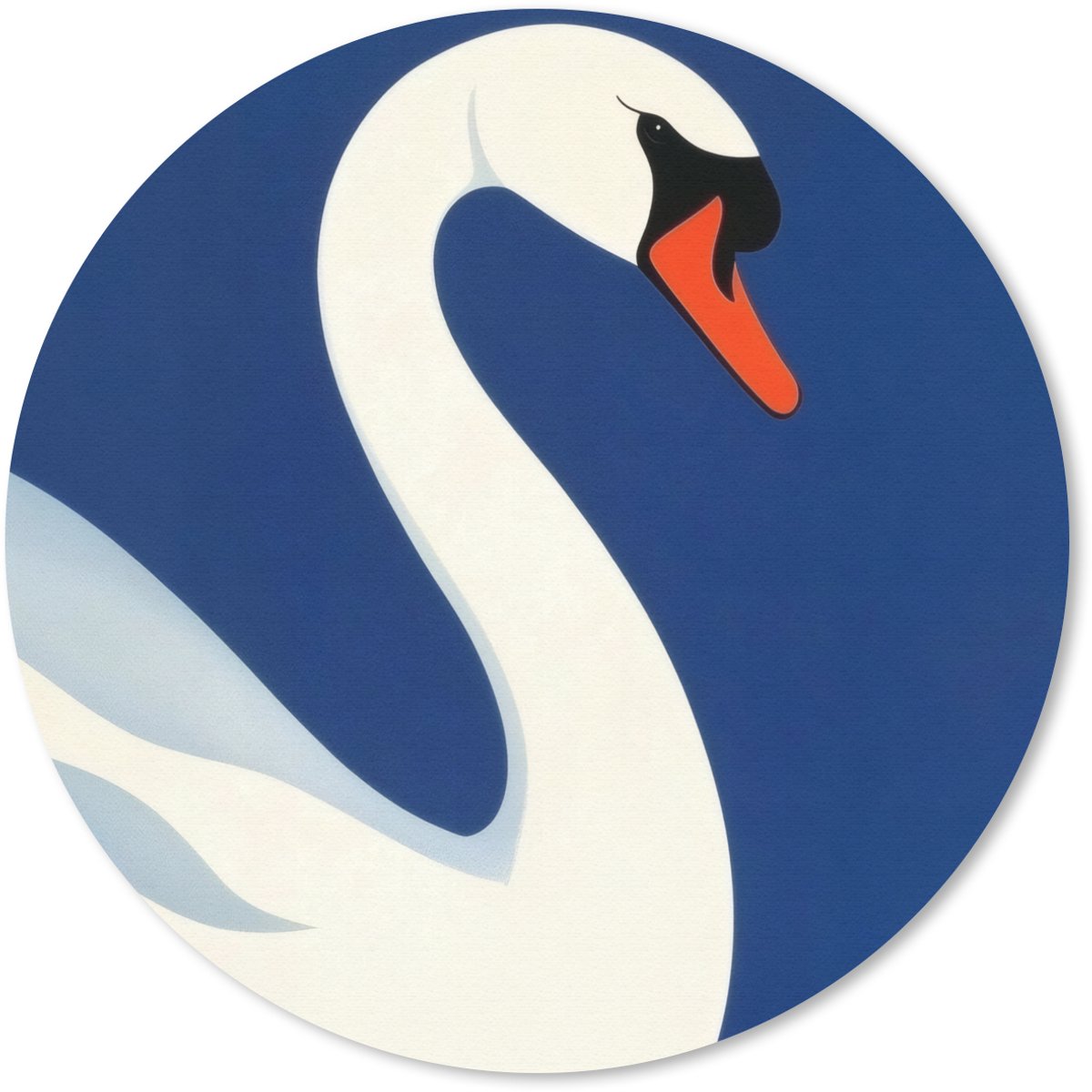 Muismat rond 40x40 cm - Mousepad Zwaan - Wit - Snavel - Illustratie - Ronde muismatten