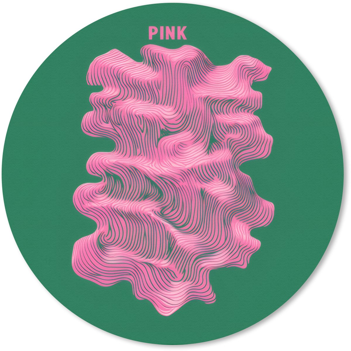 Muismat rond 40x40 cm - Mousepad Abstract - Pink - Lijnen - Groen - Ronde muismatten