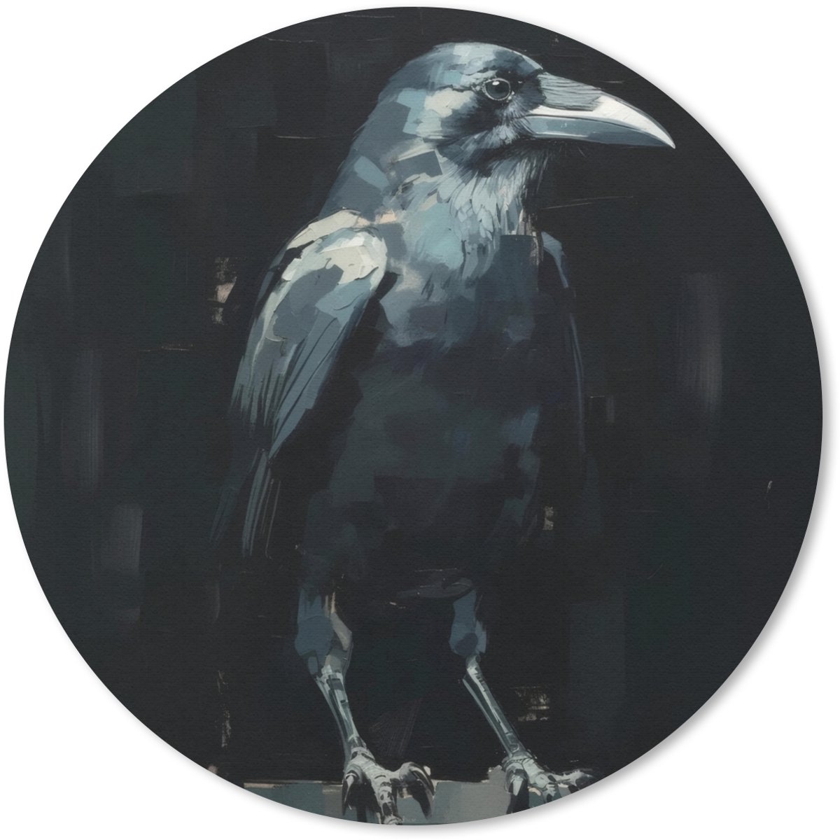Muismat rond 40x40 cm - Mousepad Raaf - Vogels - Zwart - Ronde muismatten