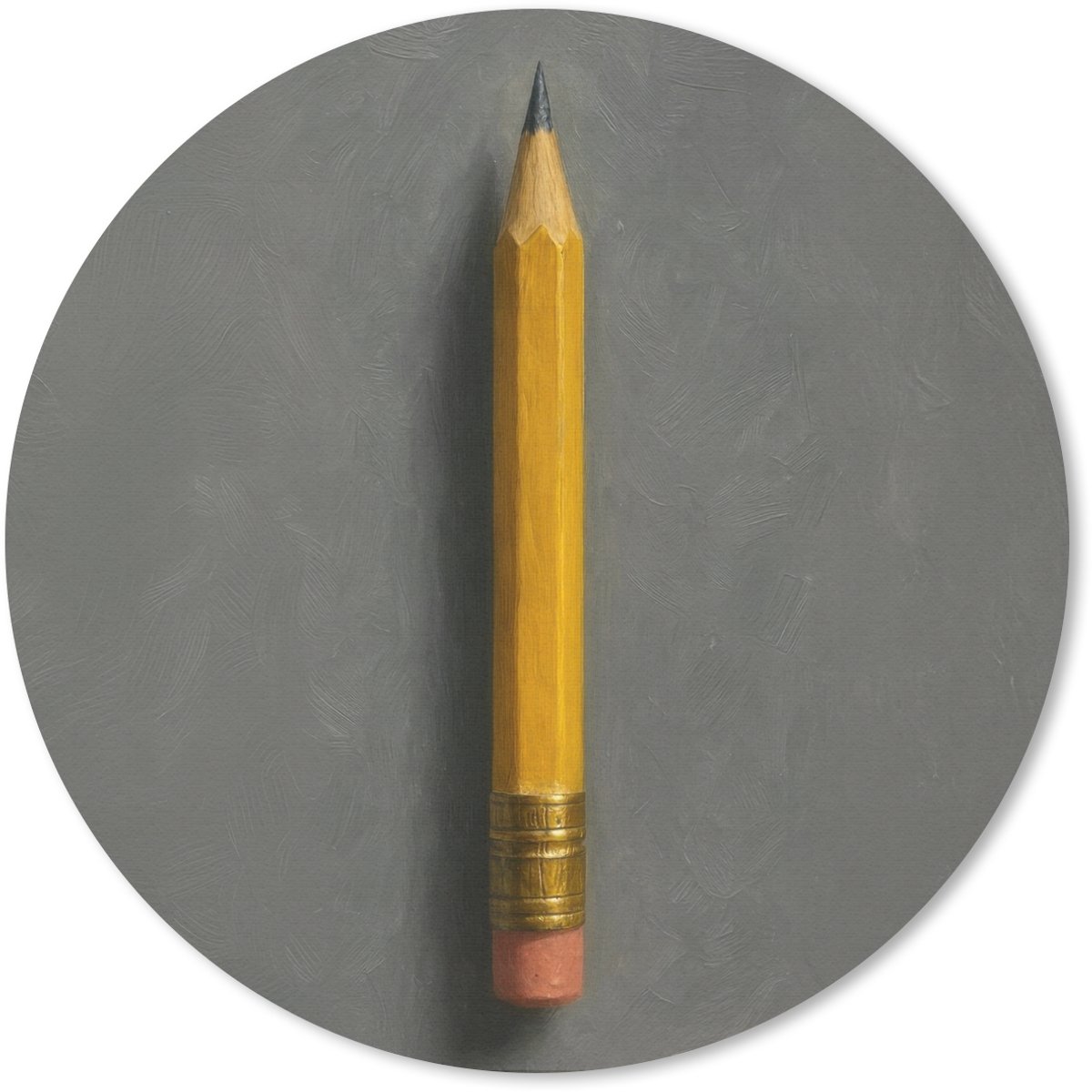 Muismat rond 30x30 cm - Mousepad Potlood - Schilderij - Geel - Ronde muismatten