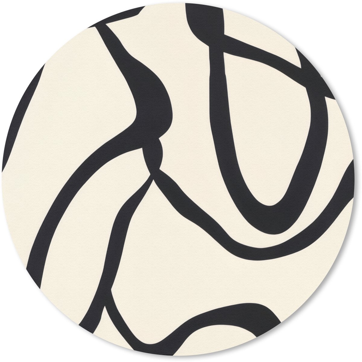 Muismat rond 30x30 cm - Mousepad Abstract - Lijnen - Modern - Beige - Ronde muismatten