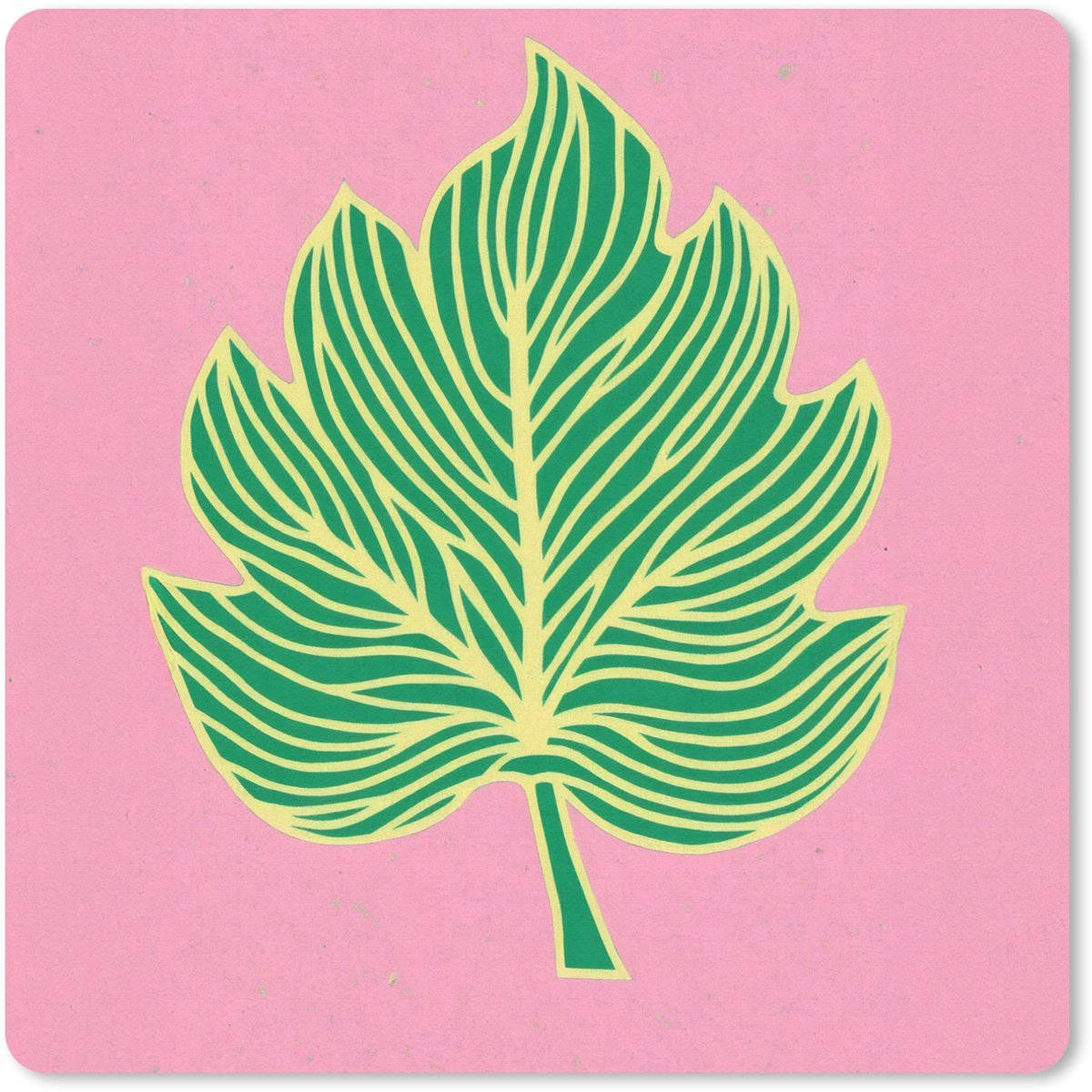 Muismat 20x20 cm - Mousepad Blad - Groen - Illustratie - Minimalistisch - Muismatten