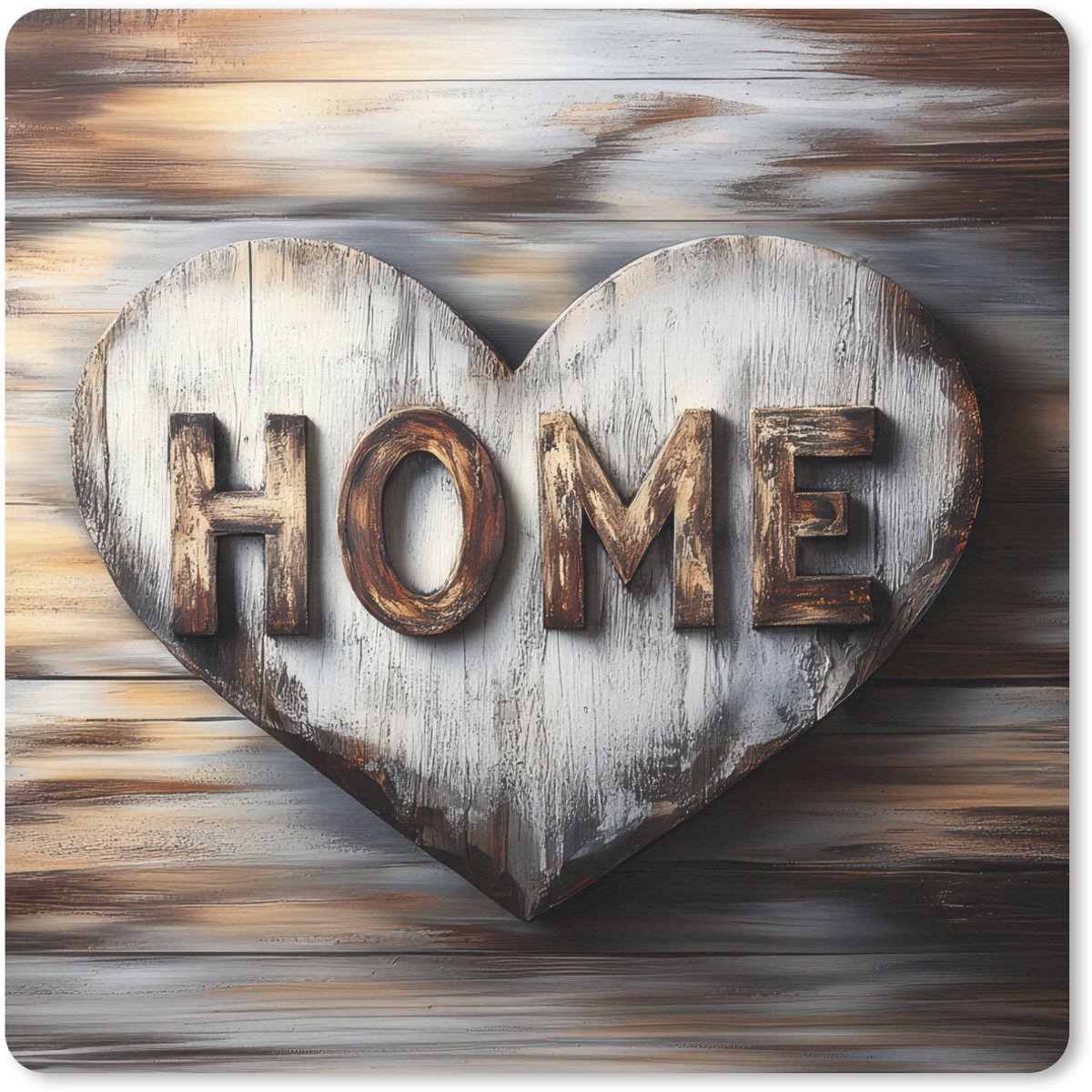 Muismat 20x20 cm - Mousepad Home - Hart - Houtlook - Liefde - Muismatten