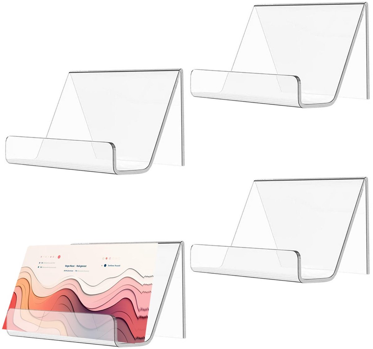 Ibenzoa® Set van 4 Acryl Visitekaartjeshouders - Transparant, Duurzaam & Multifunctioneel voor Bureau & Kantoor
