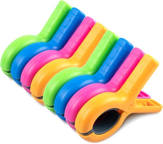 TOKERD 12 stuks strandhanddoekklemmen, wasknijpers, kunststof klemmen, grote klemmen voor strandhanddoek, zwembad, dagelijkse was, zware badhanddoek