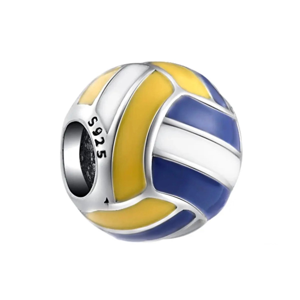 Volleybal Bedel - Sterling Zilver - Emaille Bedel Voor Armband, Keen Jewel, Volleyball Charm - Sterling Silver - Enamel Charm For Bracelet