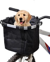 Framehack Fietsmand Hond Afneembaar voor kleine hondjes MAX 5 KG - Zwarte Hondenmand Fiets Voorop - Mand Accessoires & Reflectiestrip - Hoge Kwaliteit