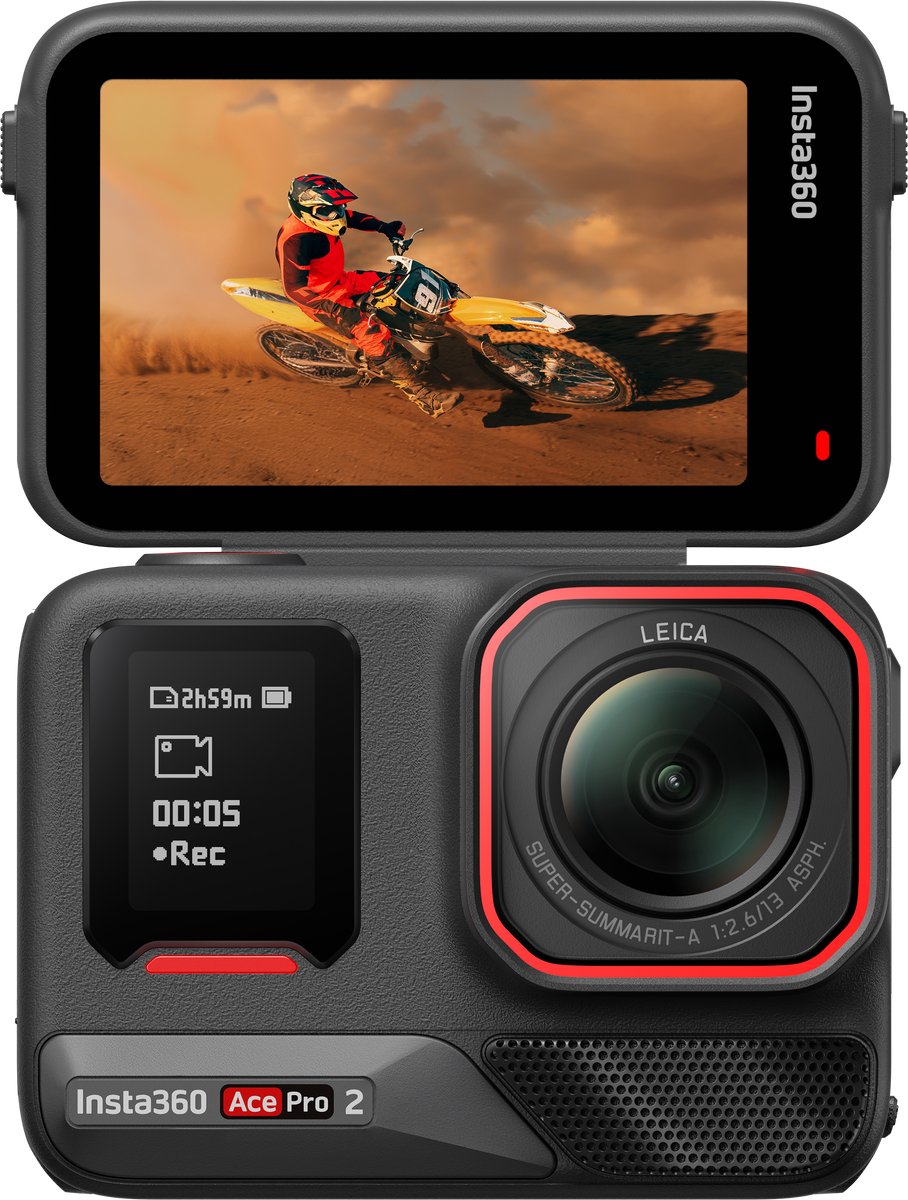 Insta360 - Ace Pro 2 All-Purpose Bundel - 8K Video - AI Action Camera - Met Statiefgreep, Extra Batterij & Lensbeschermers - Zwart