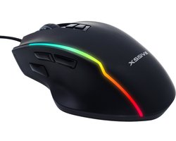 Xssive GMS02 Pro Gaming Muis met Rapid Fire Knop & Instelbare Knoppen - Bedraad - RGB Licht - Zwart
