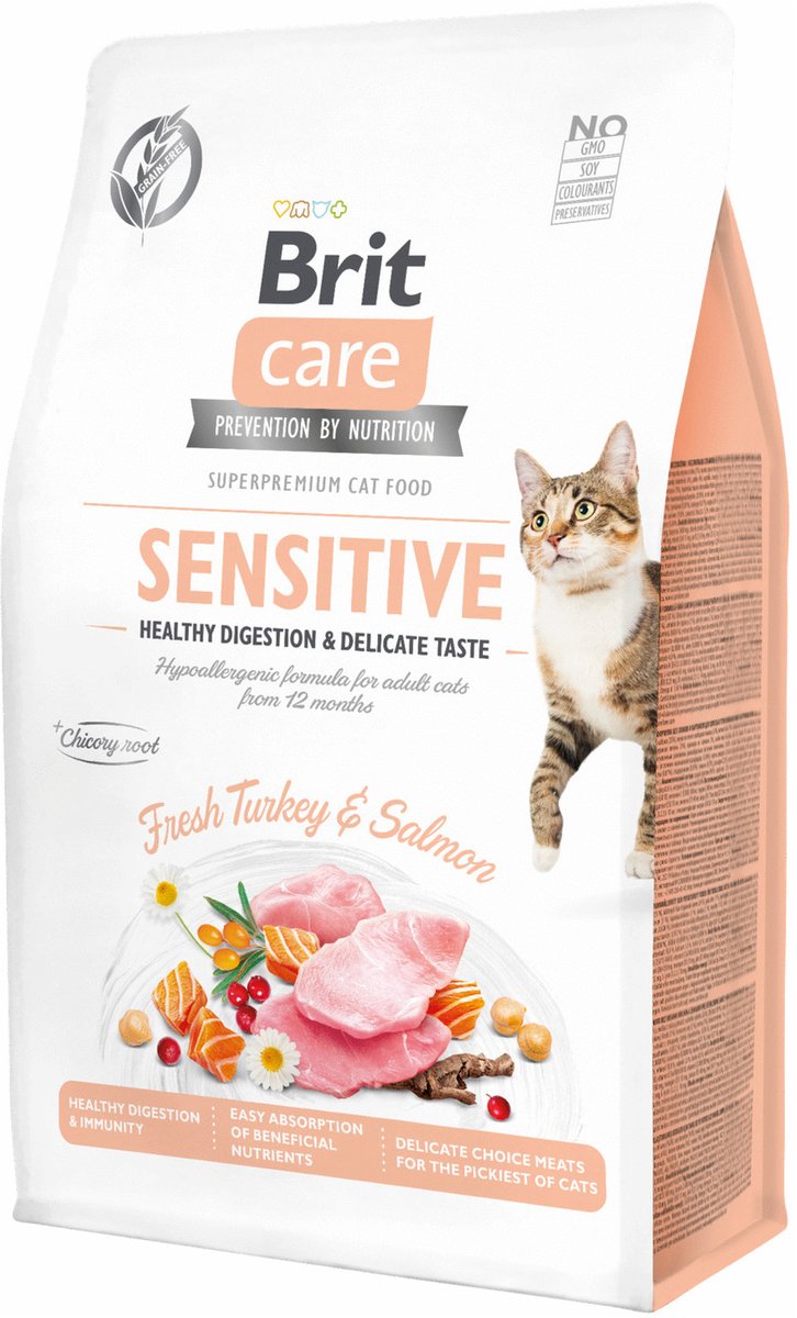 Brit Sensitive Healthy Digestion & Delicate Taste - Kattenvoer - Kalkoen Zalm 400 g