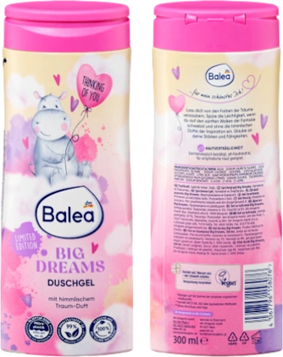 Douchegel Big Dreams Balea Douchegel | 1x 300 ml - Hemelse Droomgeur - Fris en Fruitig | Veganistische Formule - Limited Edition 2025
