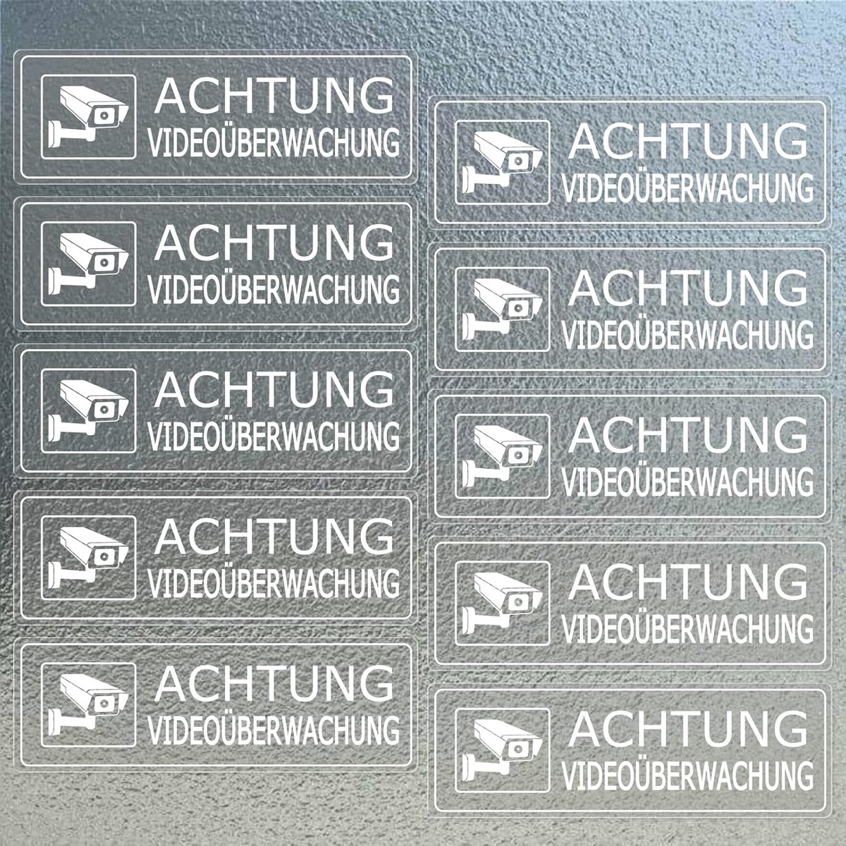 Videobewakingsstickers 15 x 5 cm - 10 stuks - Duidelijke Waarschuwingsstickers voor Ramen en Privéruimtes