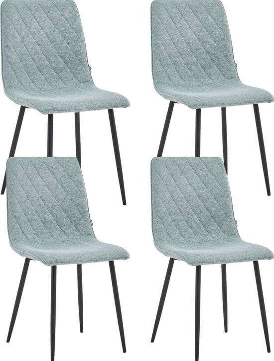Colenis® - Chaise de salle à manger Elise - Lot de 4 - Turquoise - Tissu en lin - Industriel