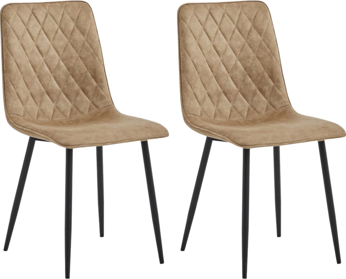 Colenis - Elise Eetkamerstoel - Set Van 2 - Beige - Microvezel - Industrieel